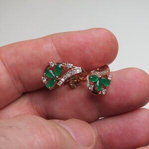 14k Diamond & Emerald Earring